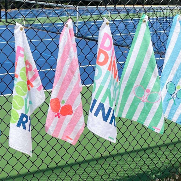 Clairebella Sport Towel - Cabana Stripe: Pickleball Pink - The Color Collab