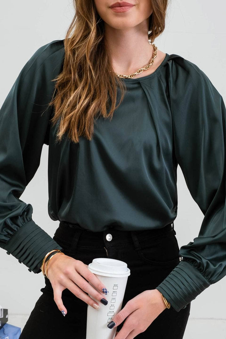 Long Buttoned Bishop Sleeve Blouse - The Color Collab