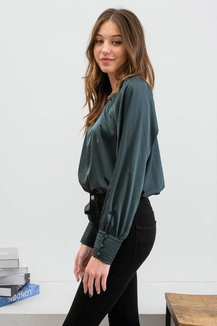 Long Buttoned Bishop Sleeve Blouse - The Color Collab