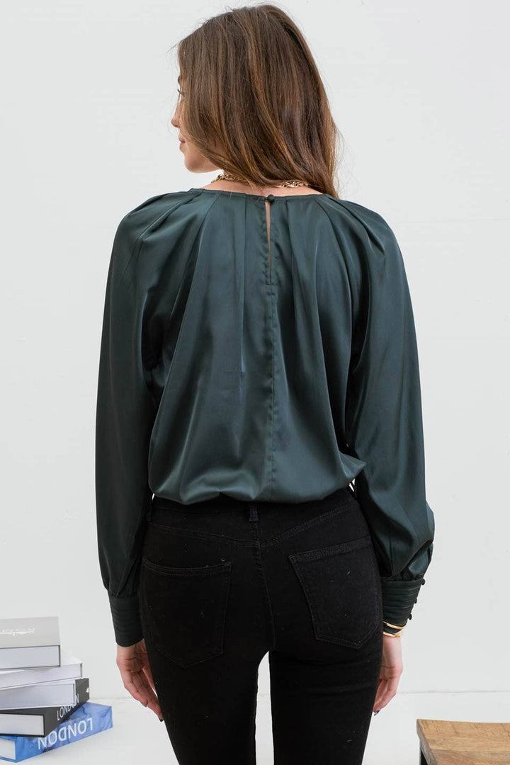 Long Buttoned Bishop Sleeve Blouse - The Color Collab
