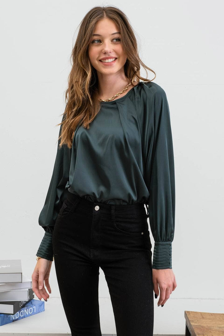 Long Buttoned Bishop Sleeve Blouse - The Color Collab