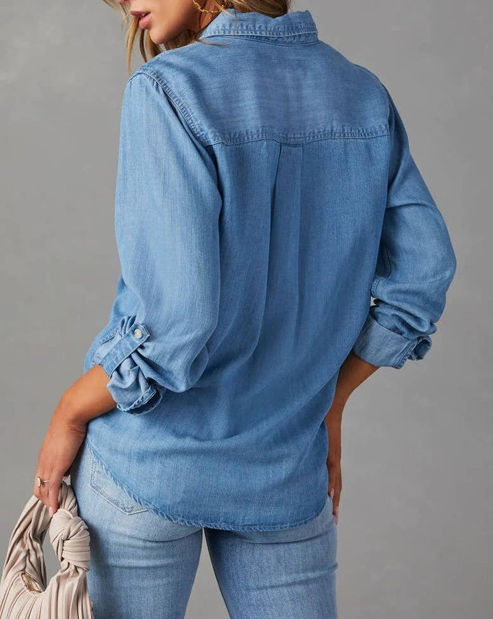 Long Sleeve Denim Shirt - The Color Collab