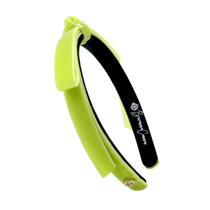 Thin Pastel Lime Velvet Ribbon Bow Headband - The Color Collab