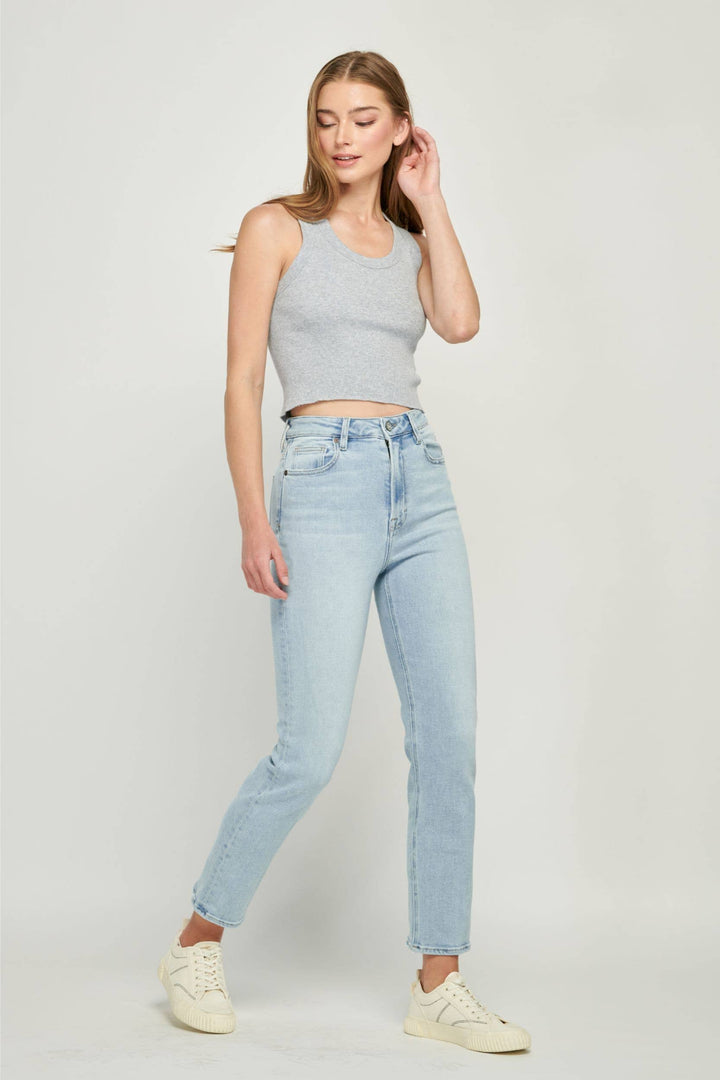 Medium Light Clean Classic Stretch Mom Jean