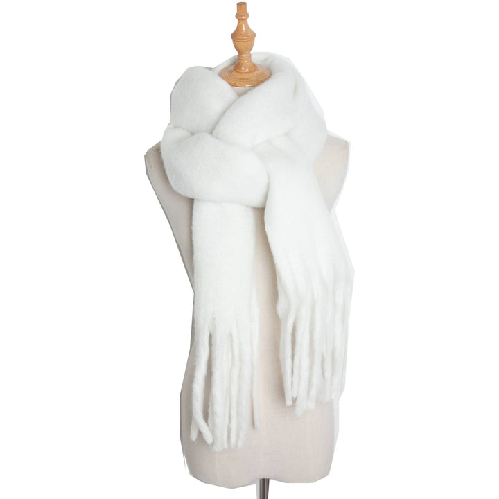 Soft Fringe Scarf Wrap - White