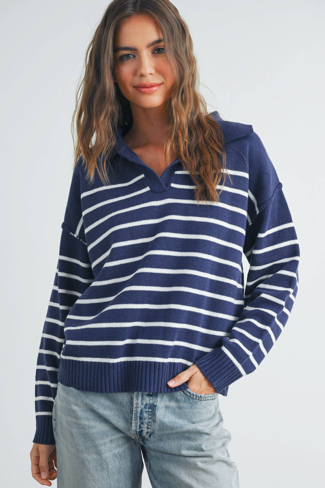 V-Neck Striped Sweater