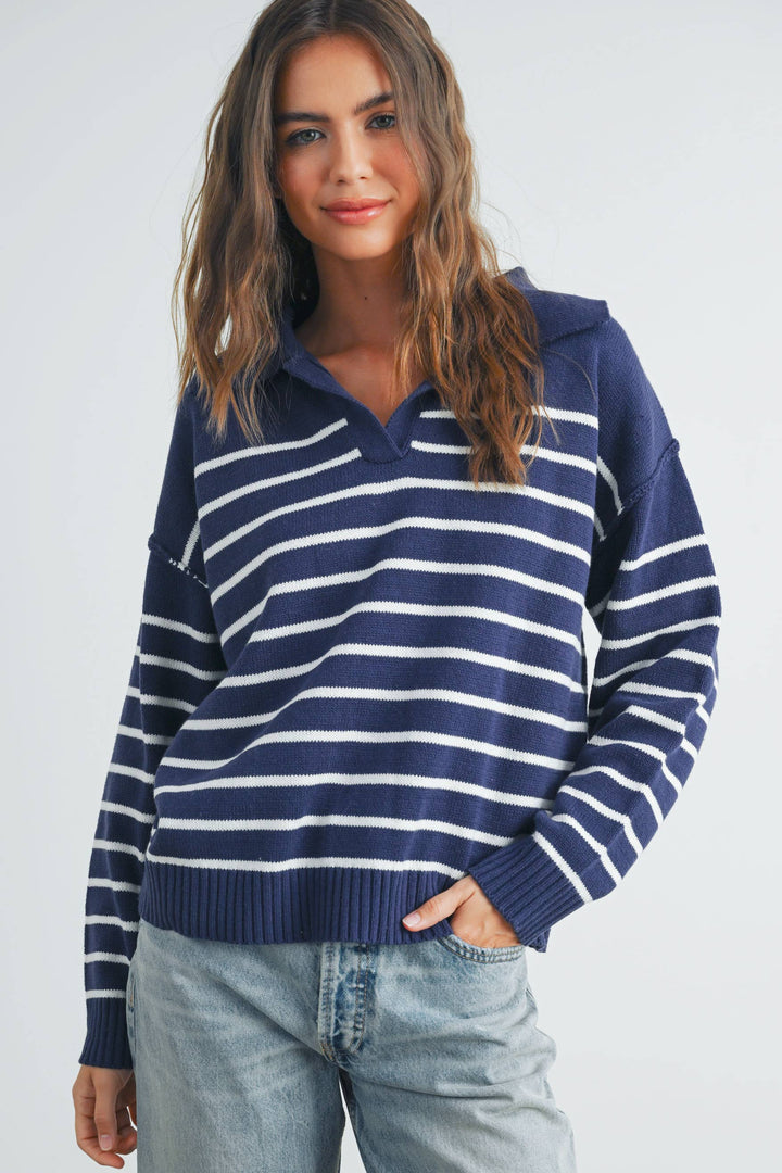 V-Neck Striped Sweater