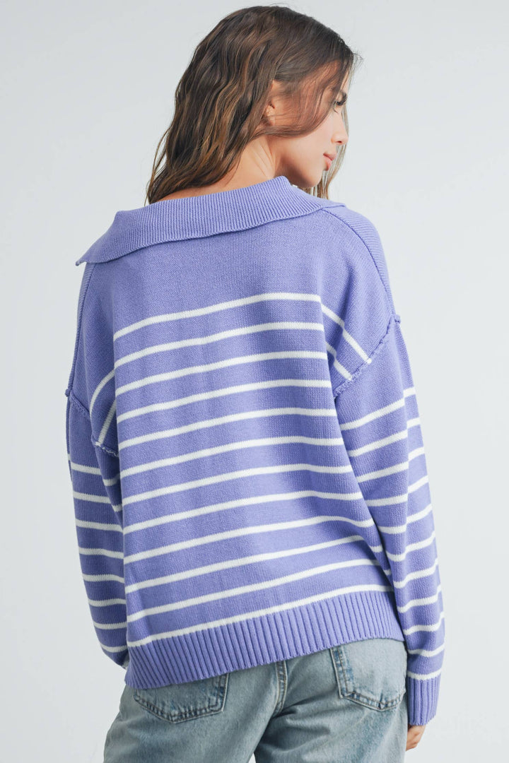 V-Neck Striped Sweater