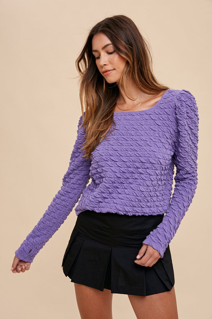 Mardi Textured Embossed Fabric Knit Top