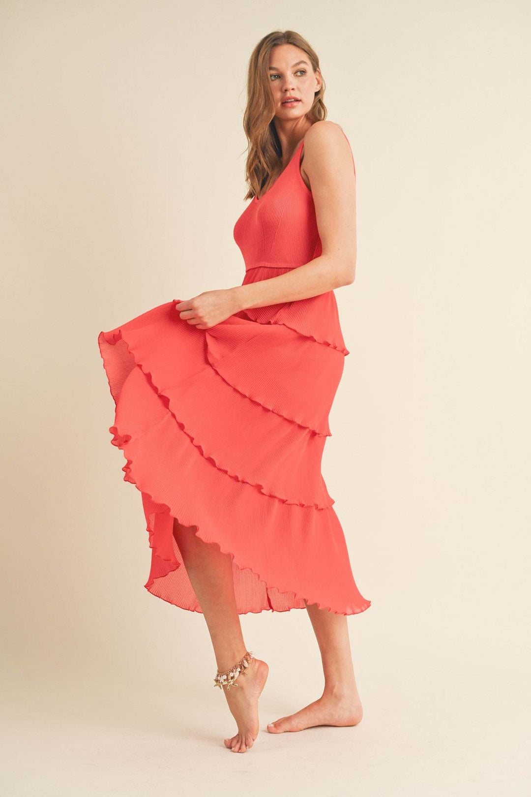 Marcy Ribbed Knit Tiered Midi Dress