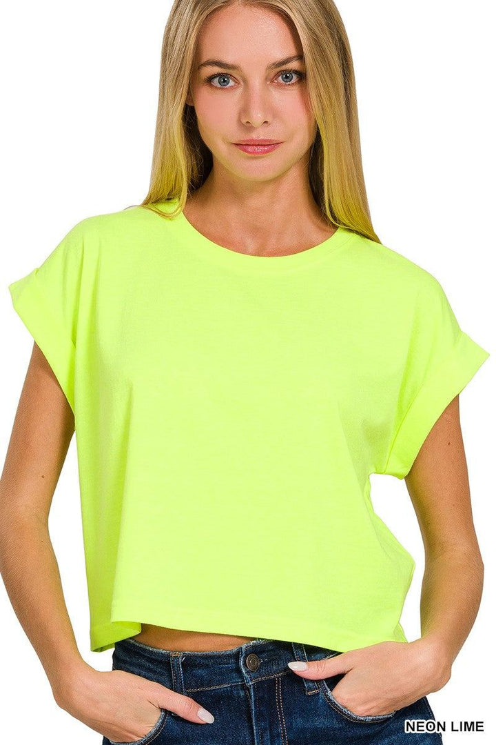 Zoey Cotton Folded Sleeve Top