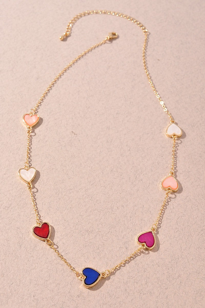 Mira Heart Shaped Station Necklace