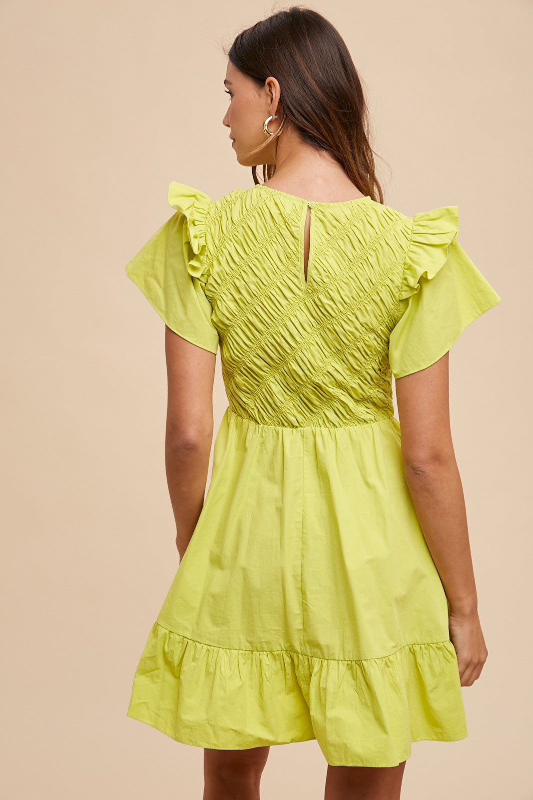 Annie Bias Smocked Detail Mini Dress