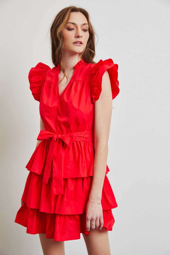 Hannah Tiered Flutter Ruffle Dress