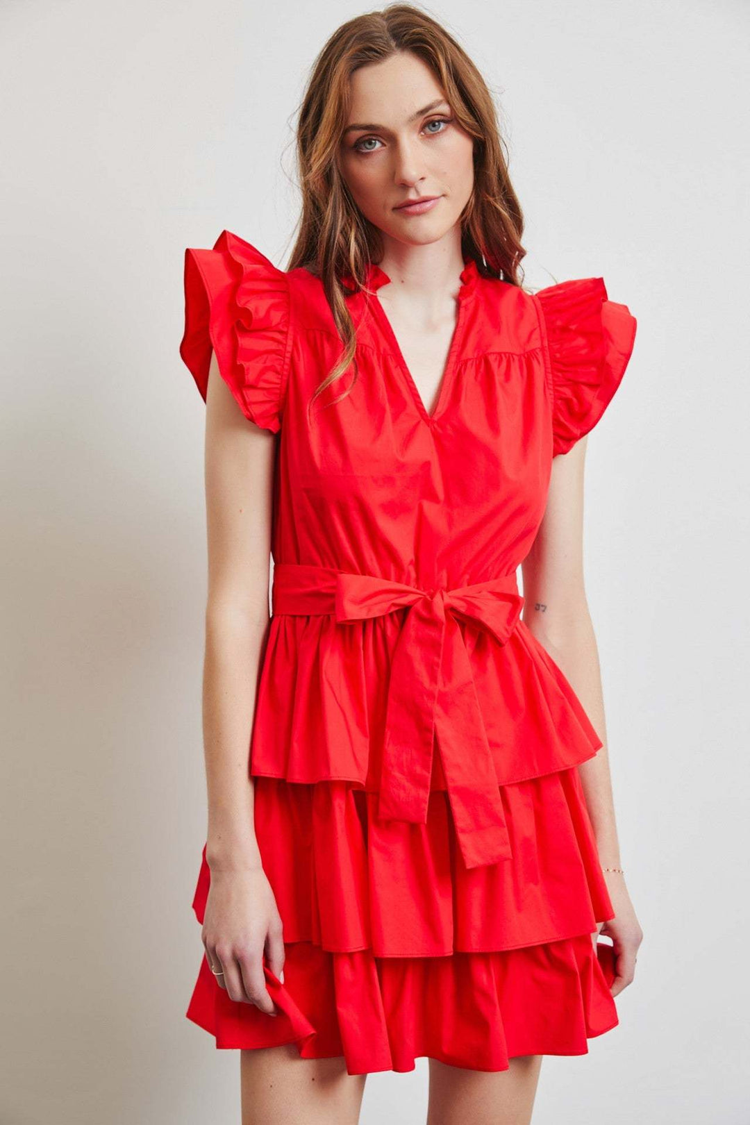 Hannah Tiered Flutter Ruffle Dress