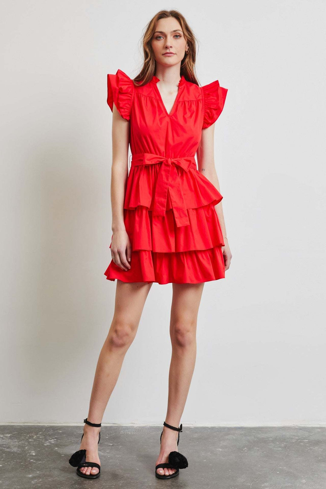 Hannah Tiered Flutter Ruffle Dress