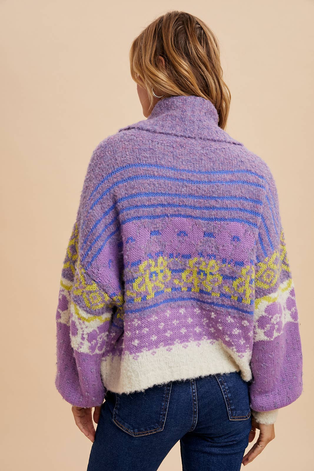 MULTI COLORED KNITTED TURTLENECK: LAVENDER HAZE / S