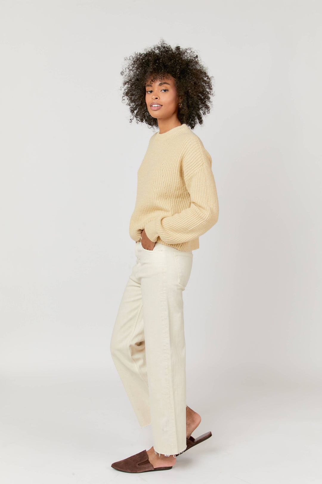 Aberdeen Ankle Crop High Rise Jean-Ecru
