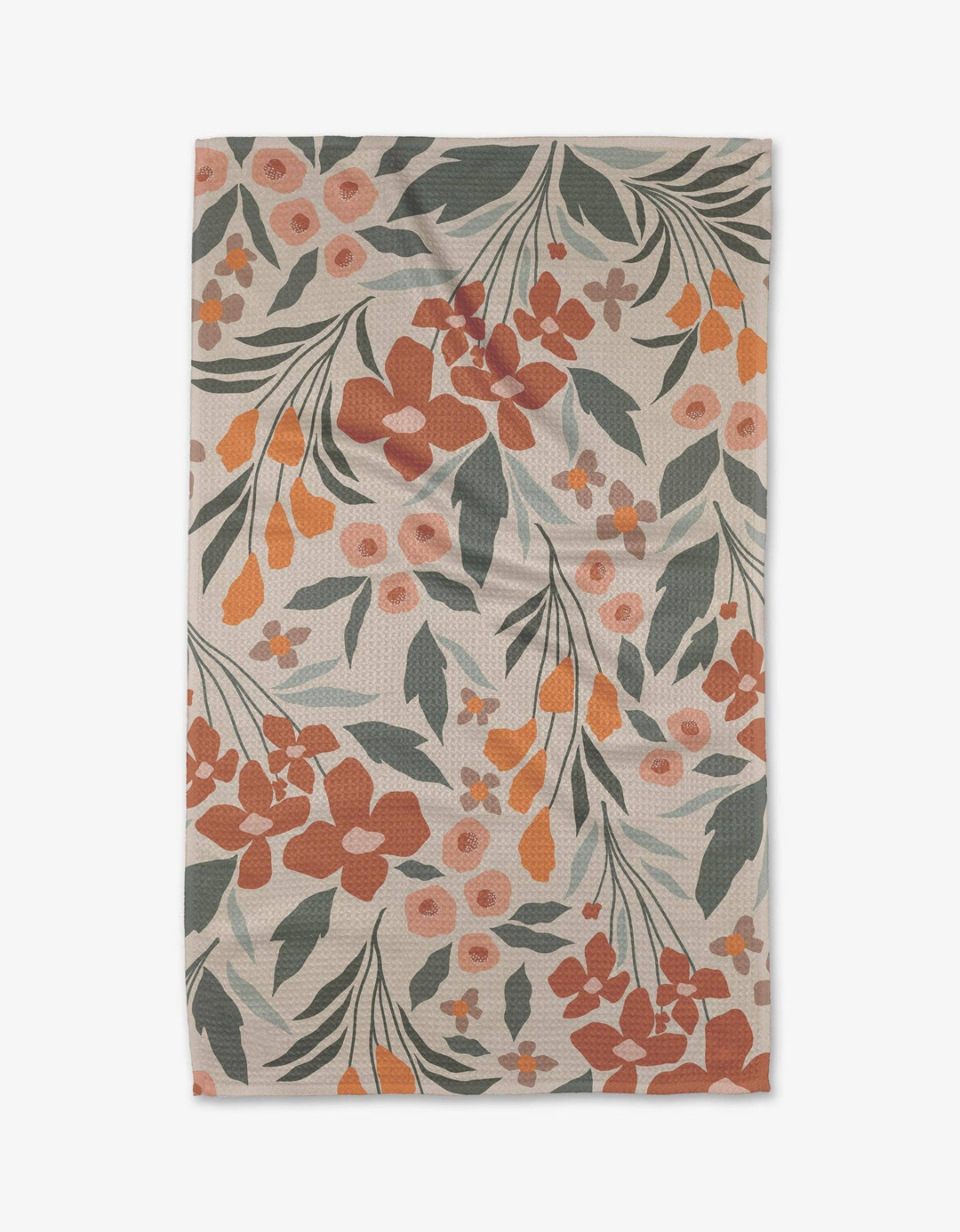 Geometry Fall Flowers Tea Towel