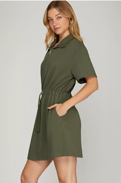 Sky Half Sleeve Zip Scuba Knit Dress