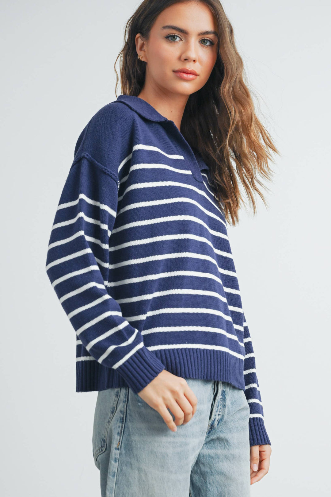 V-Neck Striped Sweater