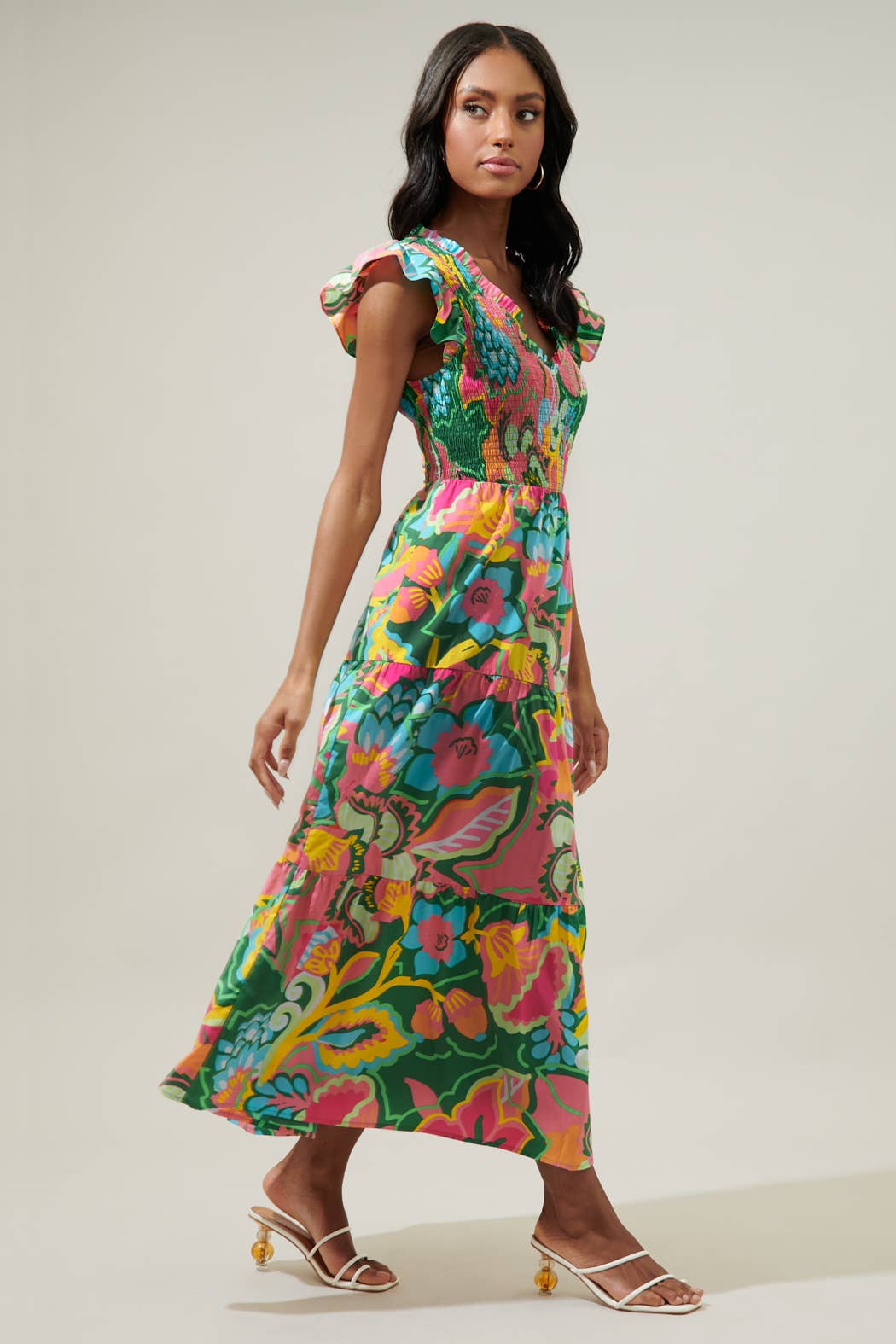 Tropics Tiered Midi Dress