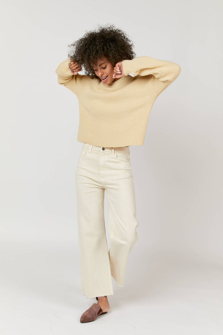 Aberdeen Ankle Crop High Rise Jean-Ecru