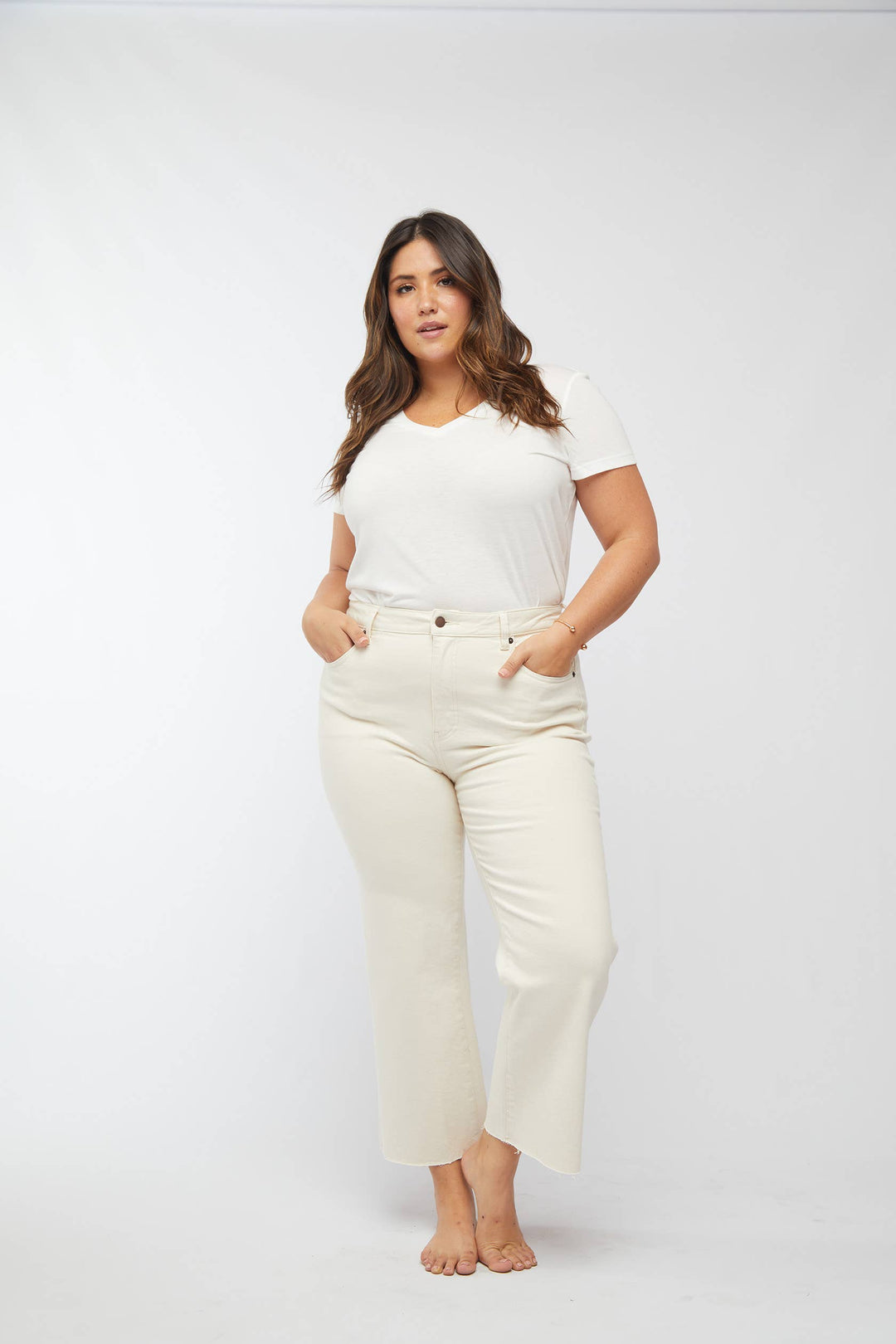 Aberdeen Ankle Crop High Rise Jean-Ecru