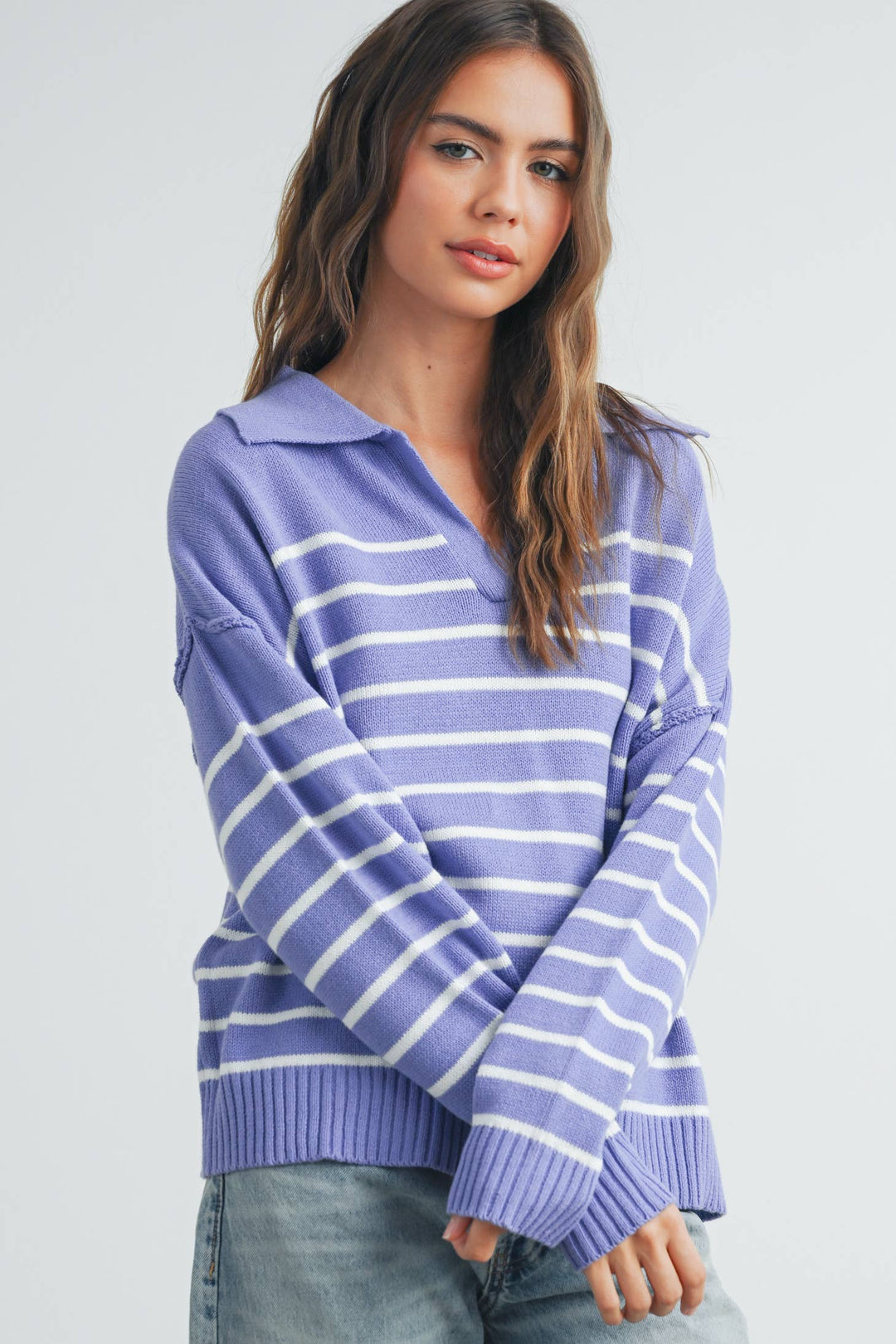 V-Neck Striped Sweater