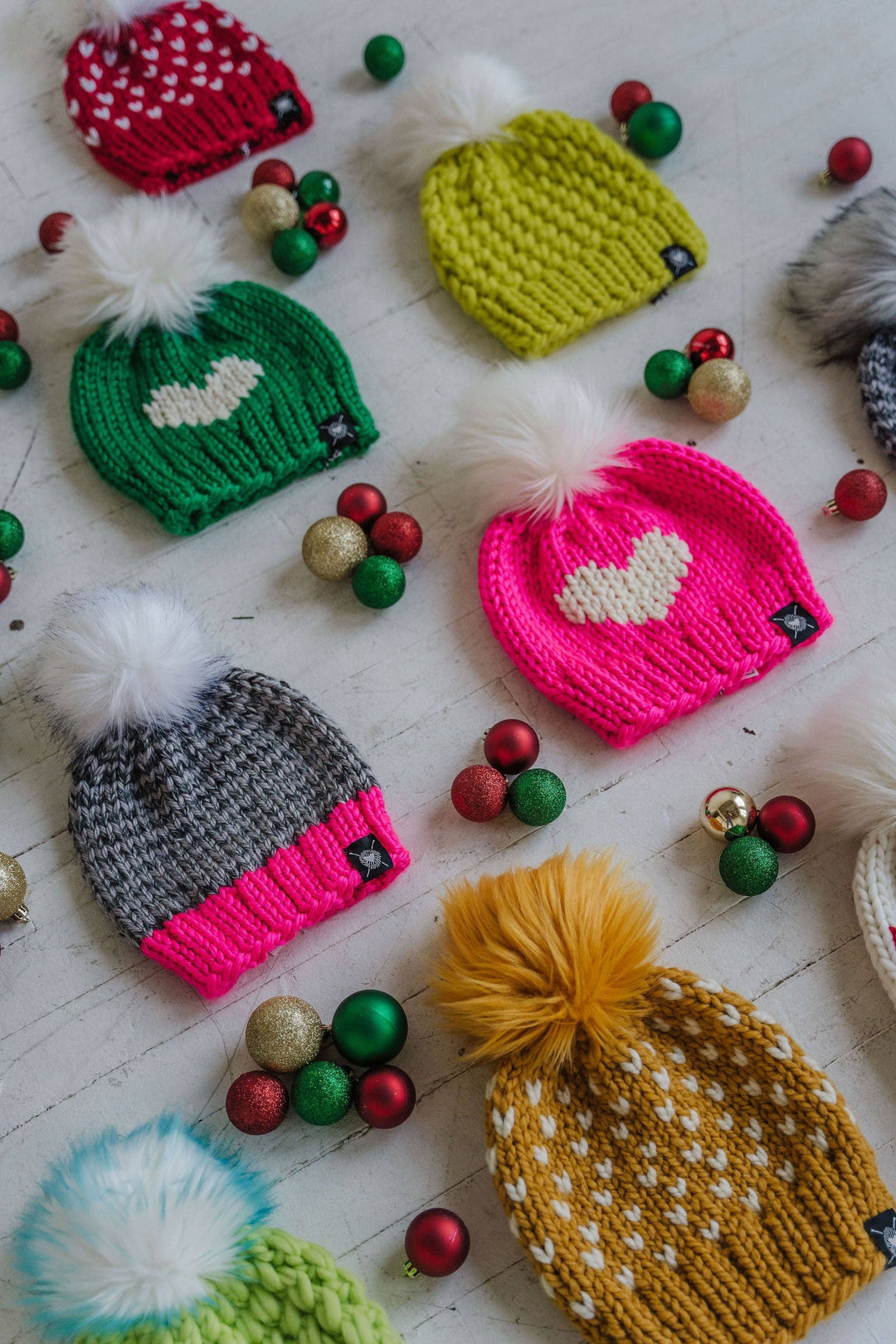 Big Heart Faux Fur Pom-Pom Beanie: Feeling Festive