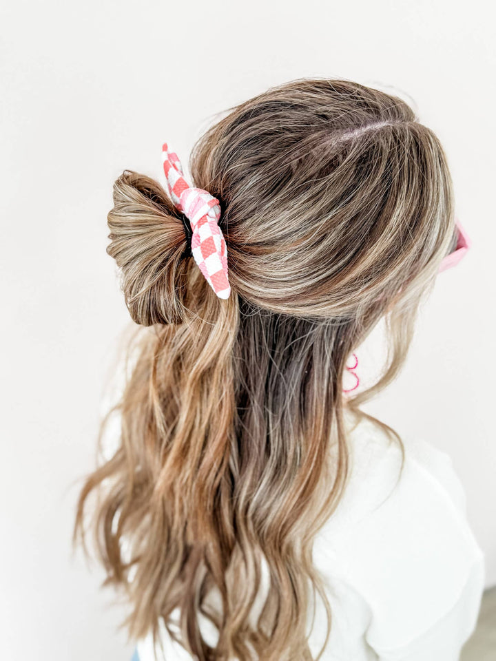 Multi-Pink Checkered Pony Bow