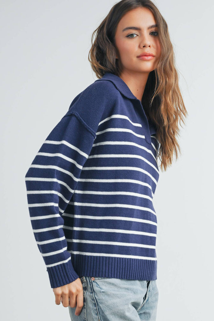 V-Neck Striped Sweater