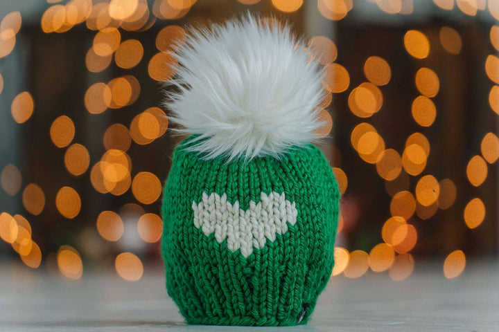 Big Heart Faux Fur Pom-Pom Beanie: Feeling Festive