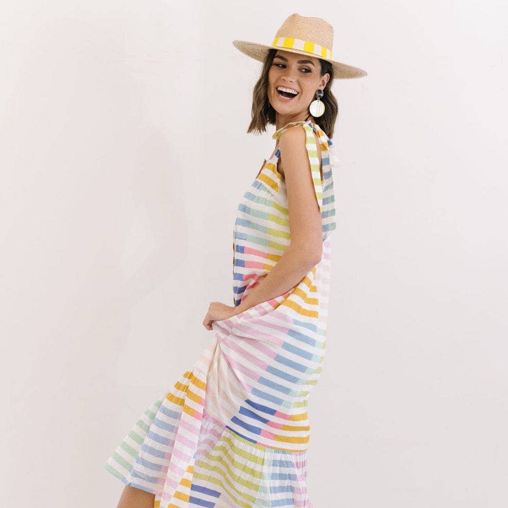 Colorful Stripe Positano Dress: M