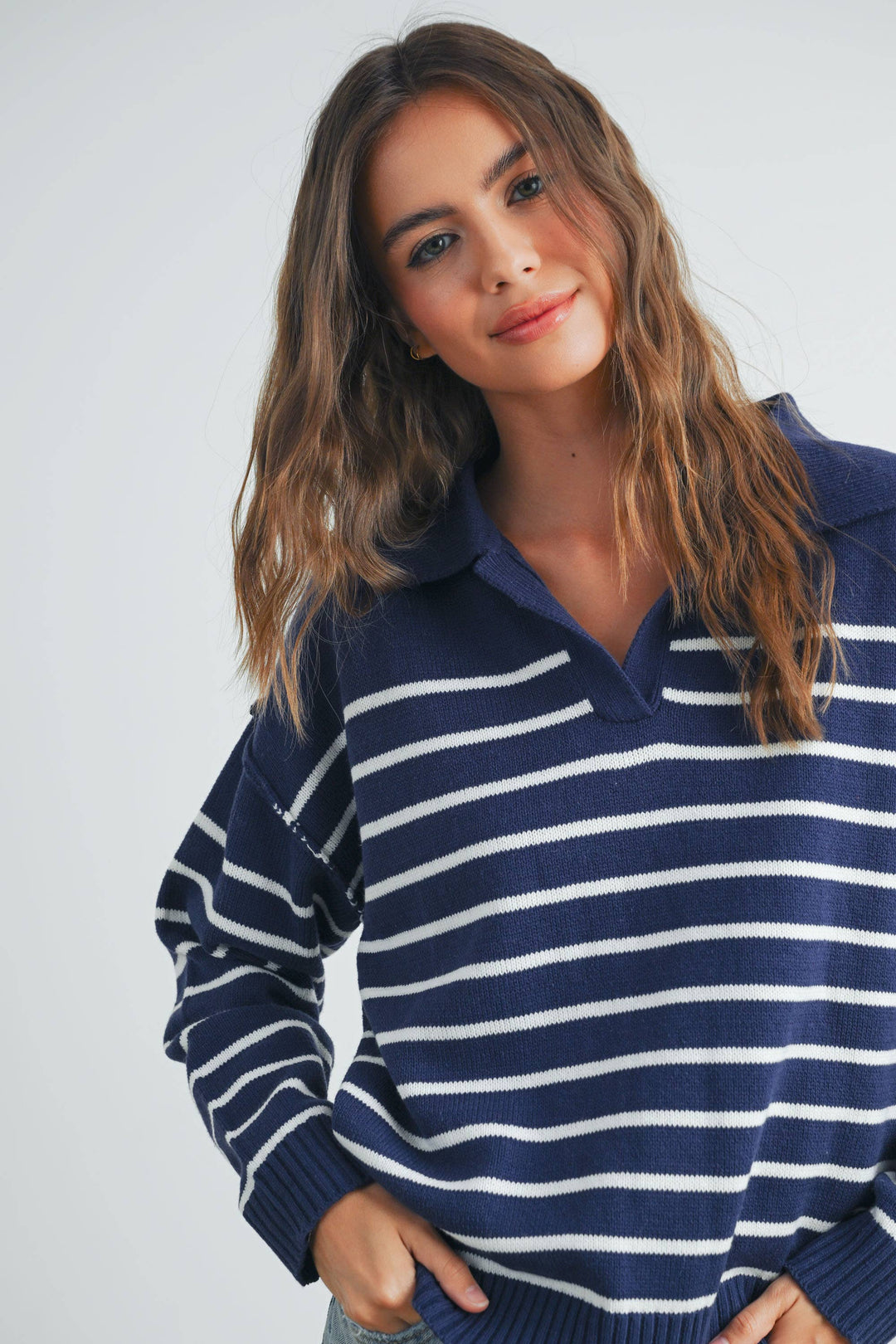 V-Neck Striped Sweater