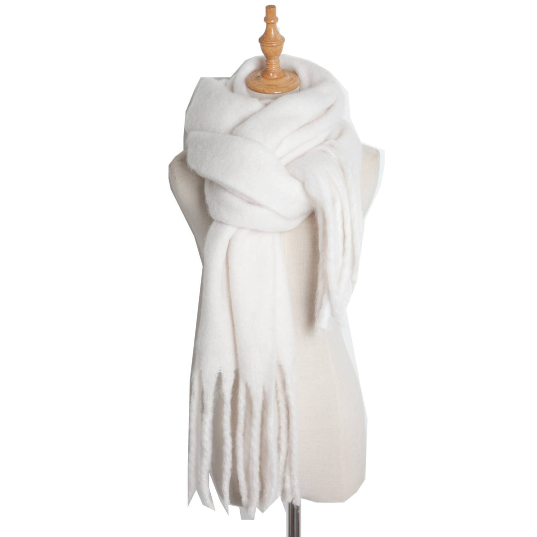 Soft Fringe Scarf Wrap - White