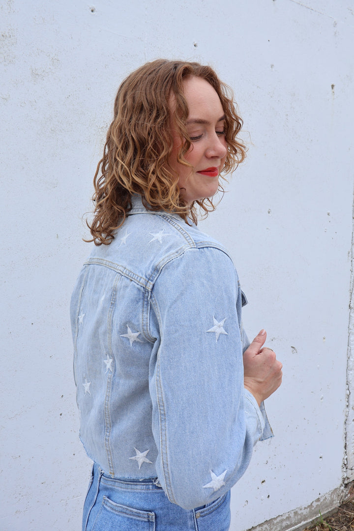 Cropped Star Denim Jacket