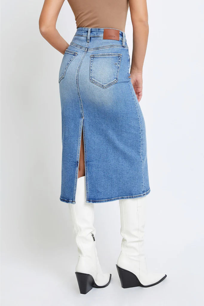 Midi High Waist Pencil Denim Skirt