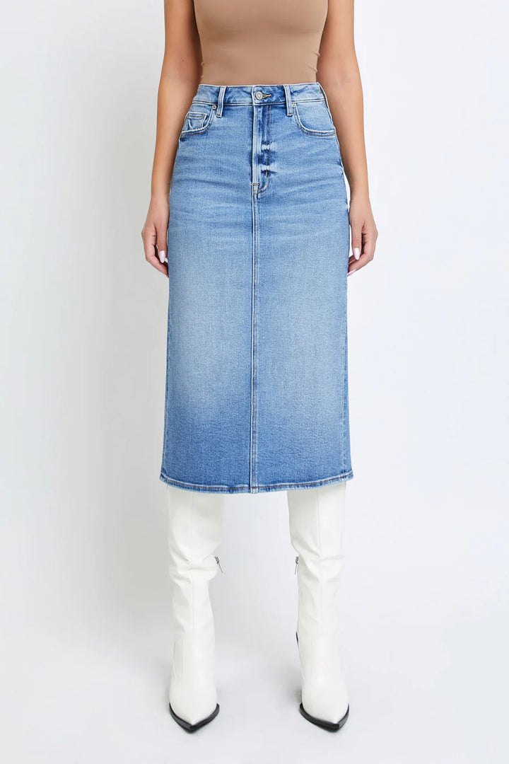 Midi High Waist Pencil Denim Skirt