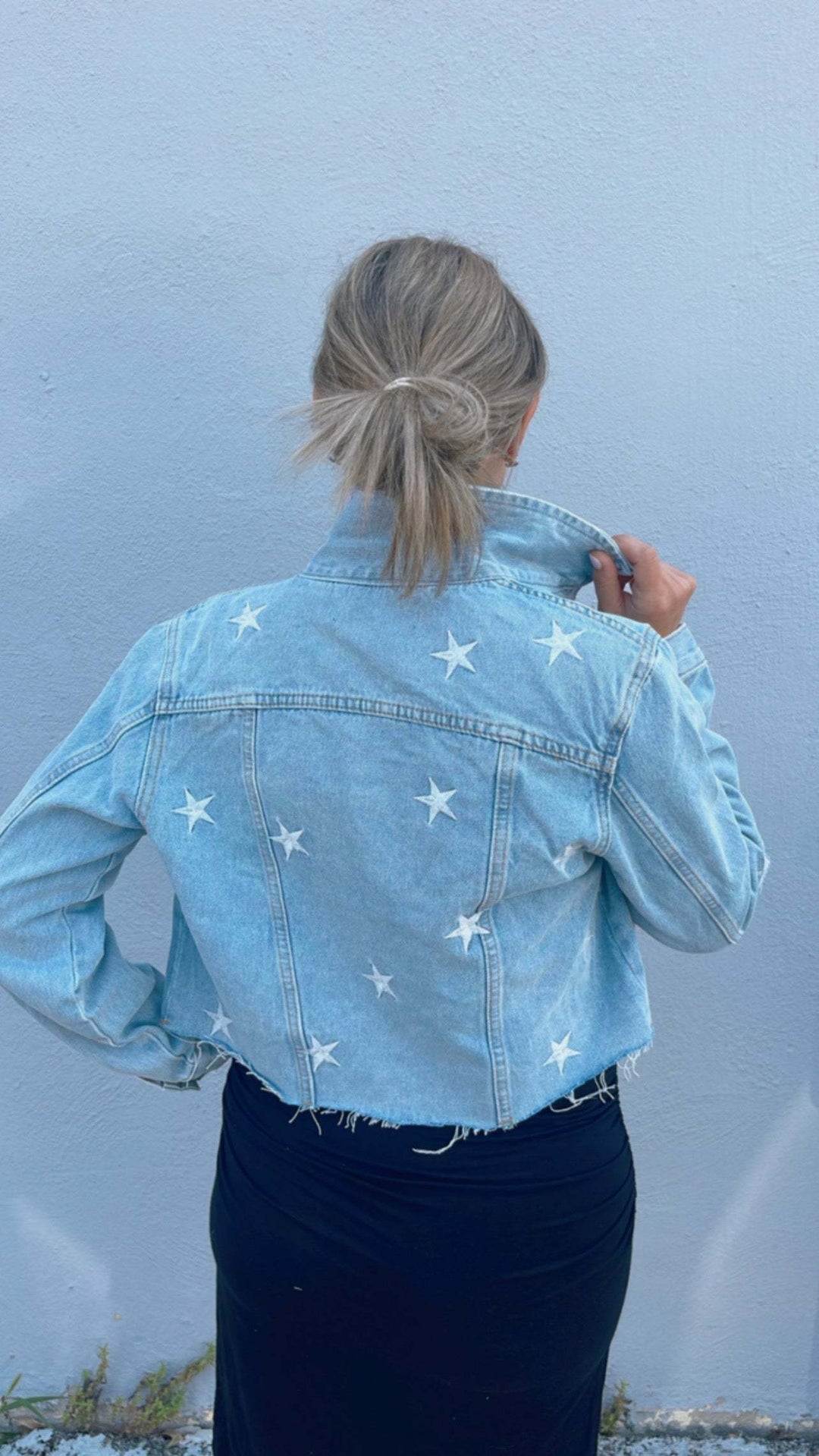 Cropped Star Denim Jacket