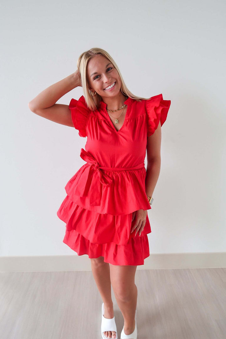 Hannah Tiered Flutter Ruffle Dress