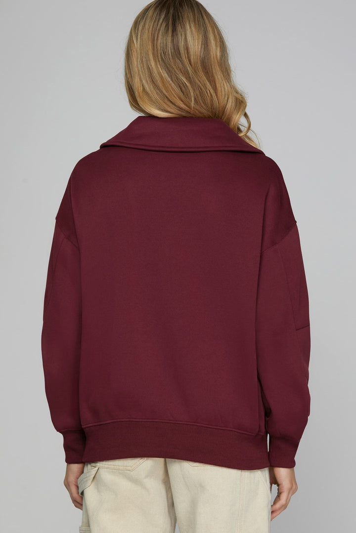 Long Sleeve Collared Sweatshirt