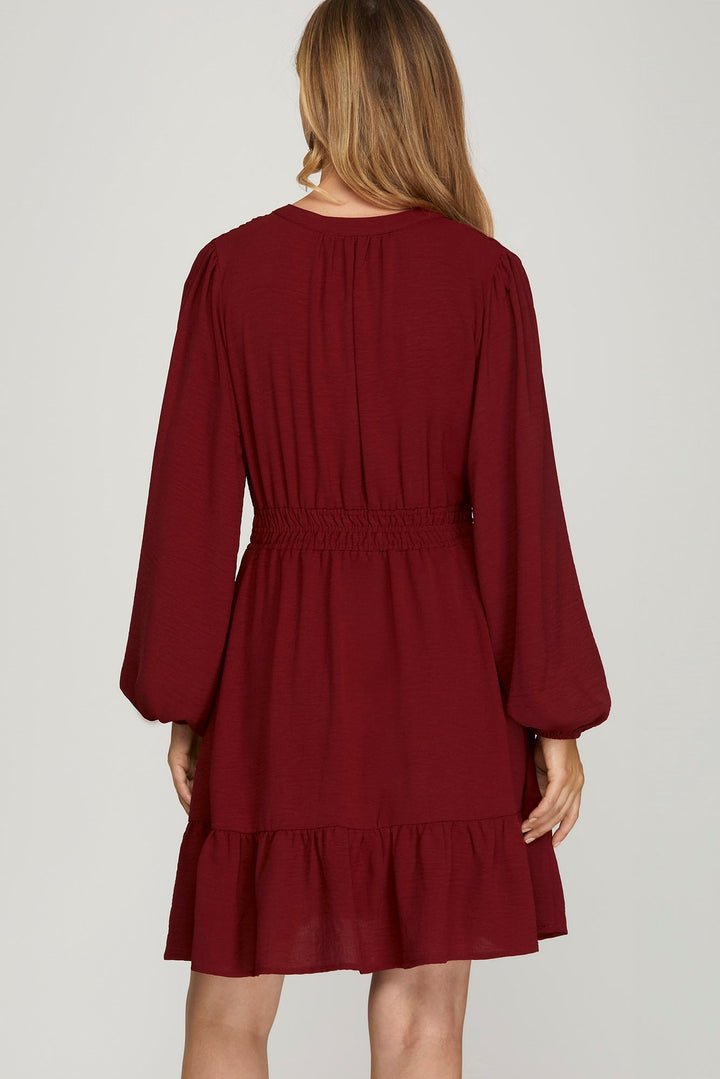 Sky Long Sleeve Woven Dress