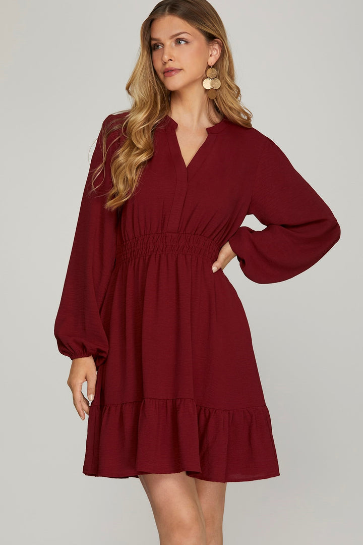 Sky Long Sleeve Woven Dress