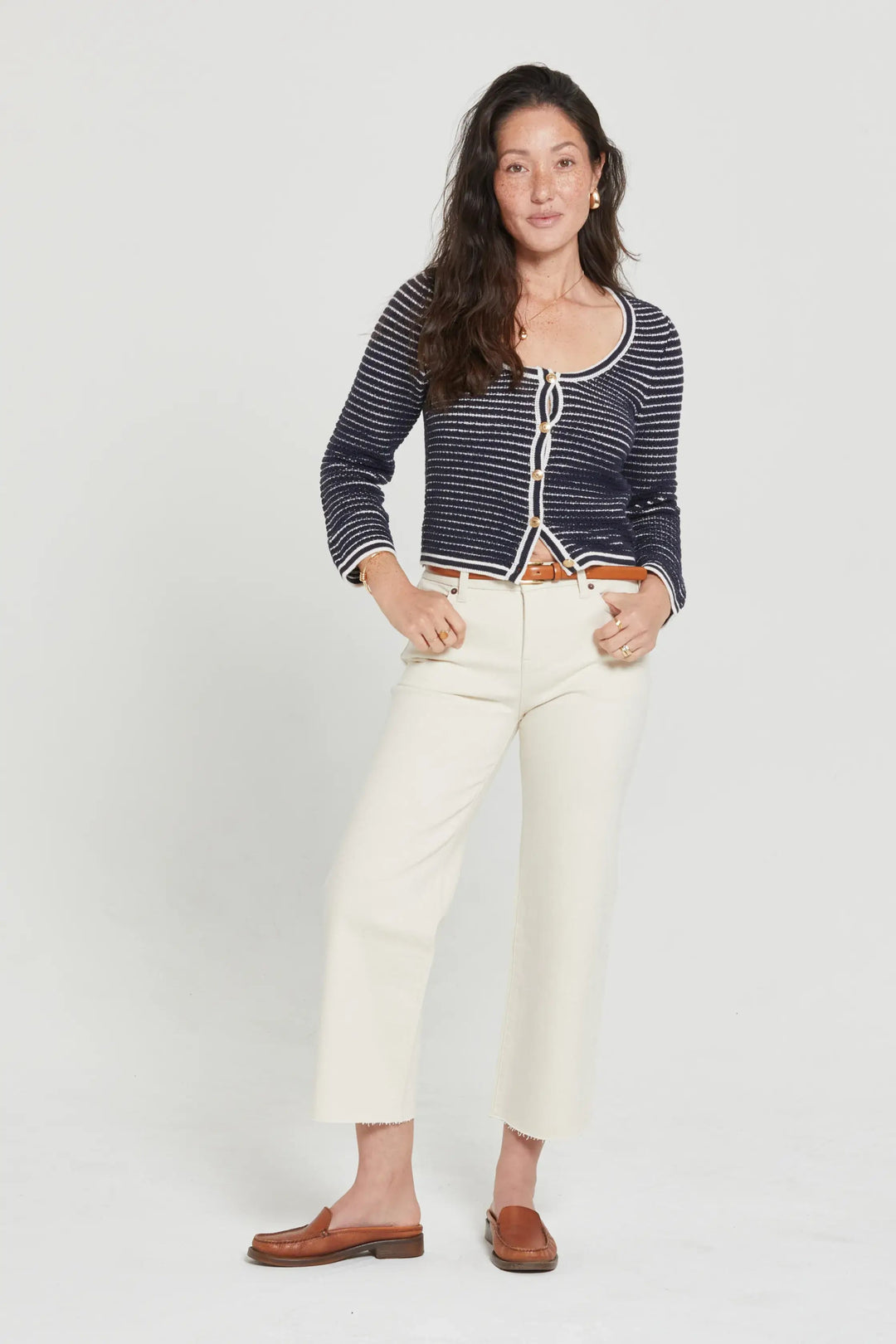 Aberdeen Ankle Crop High Rise Jean - Ecru - The Color Collab