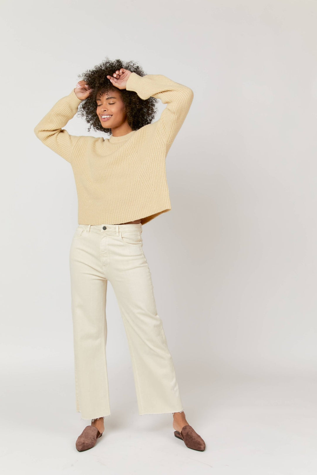 Aberdeen Ankle Crop High Rise Jean - Ecru - The Color Collab