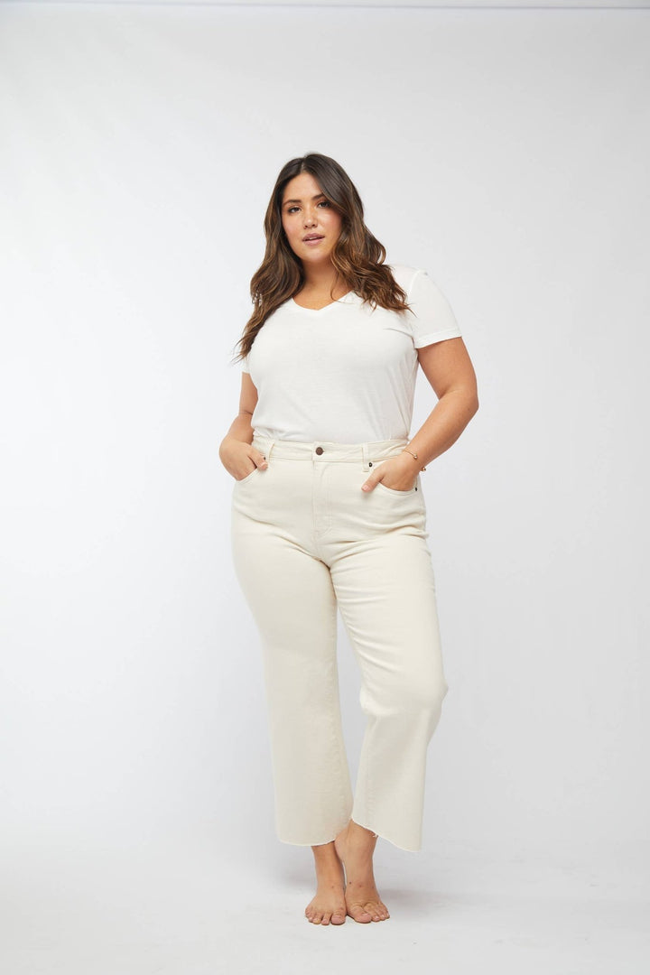Aberdeen Ankle Crop High Rise Jean - Ecru - The Color Collab