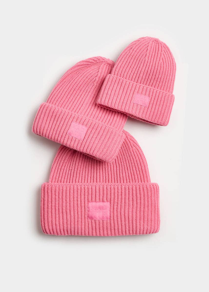 Adult Mad Hatter Ribbed Knit Beanie - Sachet Pink - The Color Collab