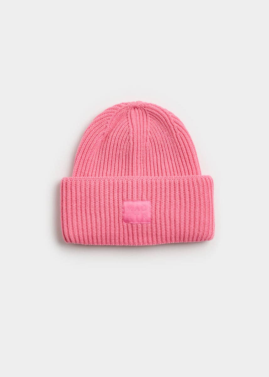 Adult Mad Hatter Ribbed Knit Beanie - Sachet Pink - The Color Collab