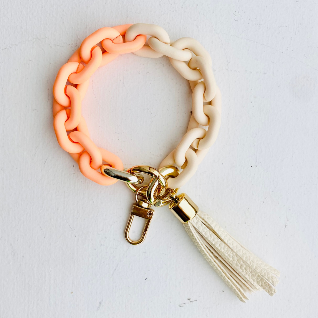 Chain Link Bangle Keychain Pink